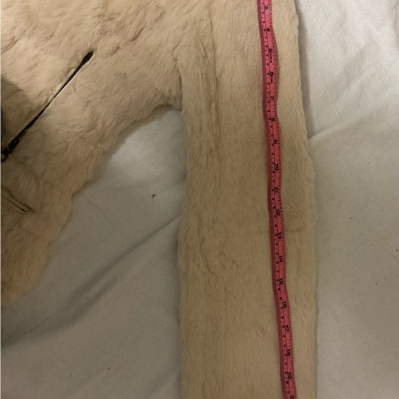 Genuine Rabbit Fur Moto Style Jacket With Leather Trim Small - Picture 8 of 11